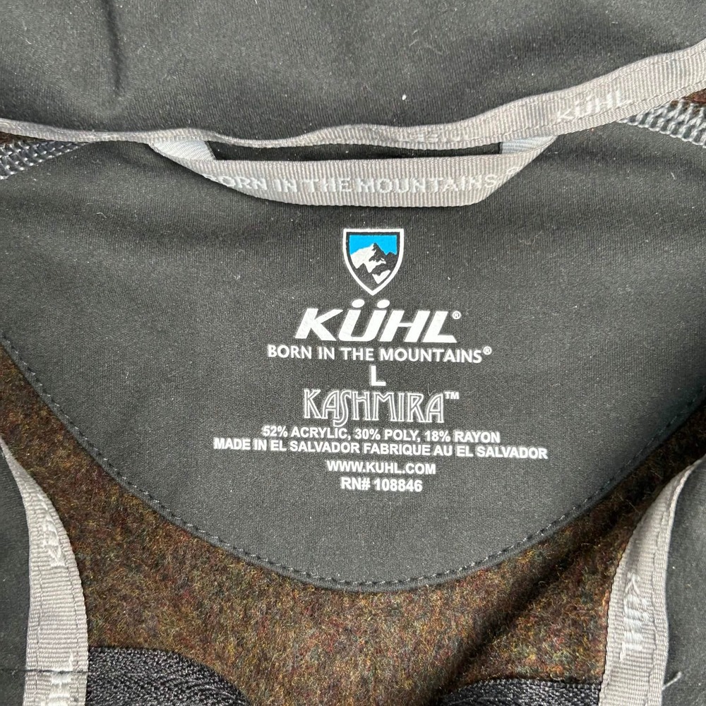 Kuhl Mens Kashmira Quarter Zip Fleece Pullover Brown Olive Green Large - Picture 2 of 6